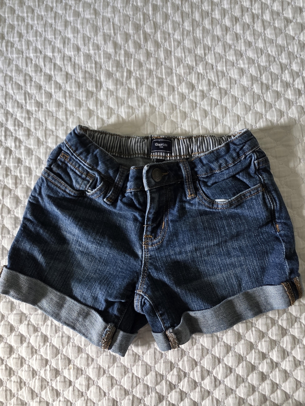 GAP Kids Size 7 Dark Blue Denim Roll-Cuff Shorts
